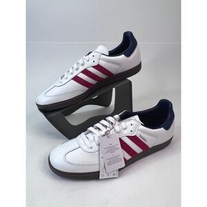 Adidas Samba OG White Burgundy Leather Sneakers Men's Size 11.5 IH4881 Shoes